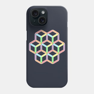 Rainbow Neon Cubes on White Phone Case