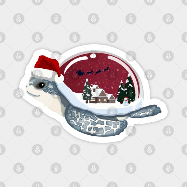 Santa Turtle Snow Globe Magnet by Octopus Cafe