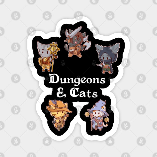 Dungeons& Cats 5 Player Party Magnet by MimicGaming