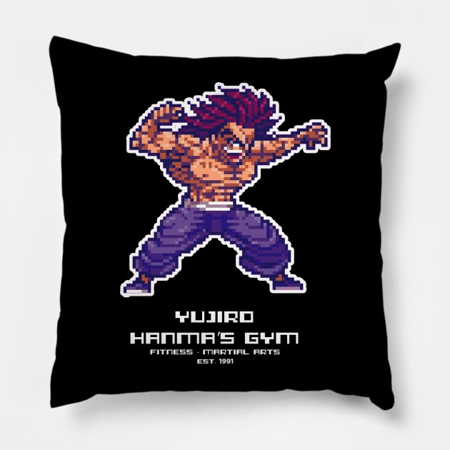 yujiro hanma's gym pixle Pillow by Japanese Mask Art