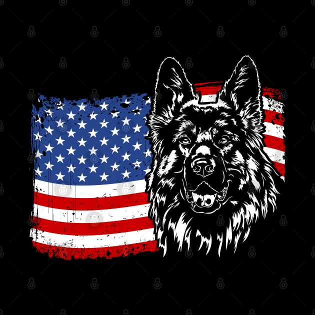 German Shepherd American Flag patriotic dog by wilsigns