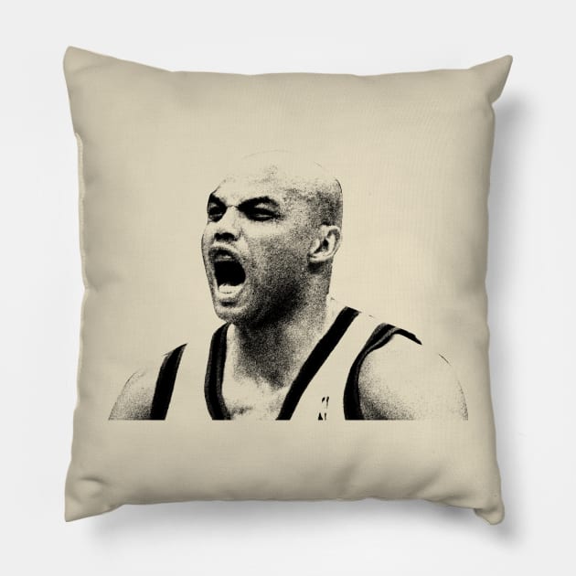 Charles Barkley New Sketch Retro Pillow by JULIAN AKBAR PROJECT