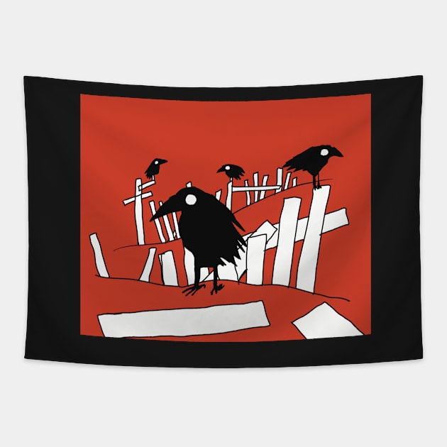 Crows on fences Tapestry by Nigh-designs