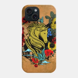 Wonderful horse, birds and flowers Phone Case