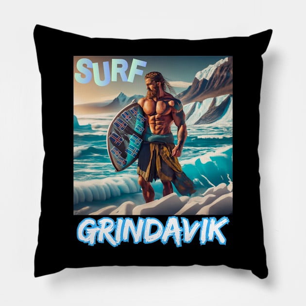 SURF ICELAND GRINDAVIK SURFER Pillow by SailorsDelight