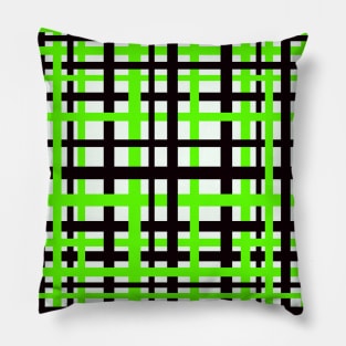 Interlocking Stripes Black White Green Pillow