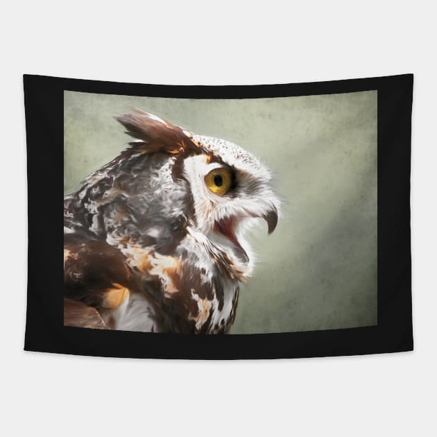 Owl in Profile Tapestry by SHWILDLIFE