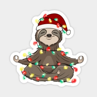 Lazy Sloth Santa Meditation Christmas Lights Magnet