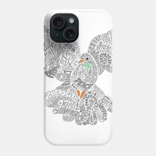 Typographic Peace Dove (white) Phone Case