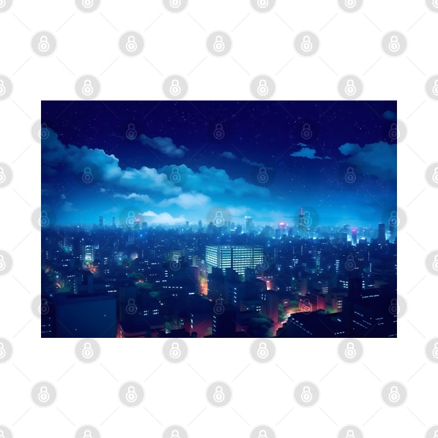 Tokyo City Sykline at Night Landscape – Anime Wallpaper by KAIGAME Art