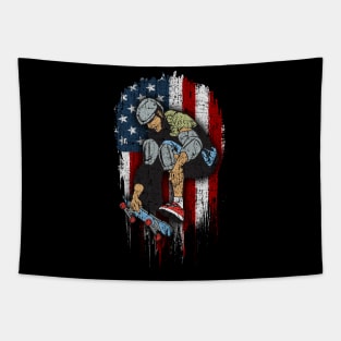 Skateboarder American Flag Skateboard Tapestry