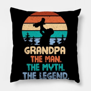 Grandpa The Man The Myth The Legend Happy Parent Father Independence July 4th Summer Day Vintage Pillow