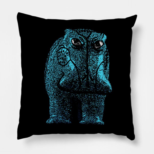 Blue Hippo Pillow by bronzarino