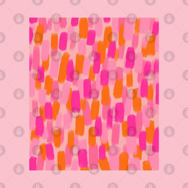 Abstract, Pink with Orange, Paint Brush Effect by OneThreeSix