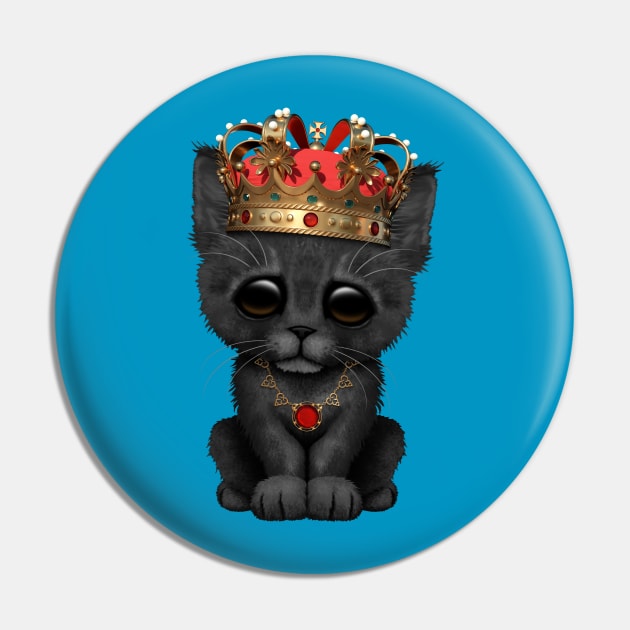 Cute Royal Black Kitten Wearing Crown Pin by jeffbartels