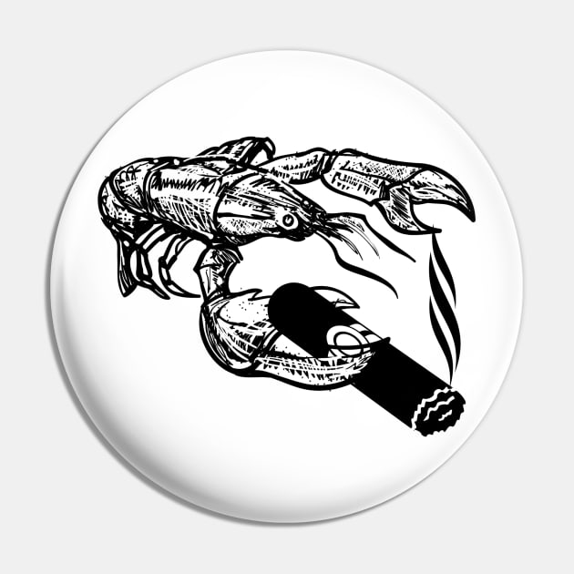 Cool animal (lobster) holding a cigar, art Pin by Trinity Shop