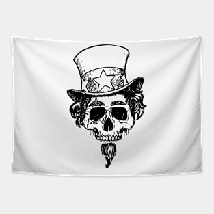 Skull with hat and goatee Tapestry