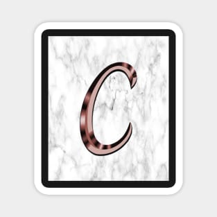 Monogram C Gifts Marble & Gold Look on Letter C, PHONE CASES & other gifts Initial Faux Rose, Copper Graphic Design look Monogram Magnet