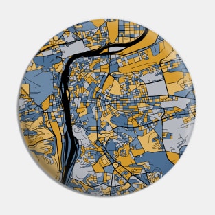 Prague Map Pattern in Blue & Gold Pin