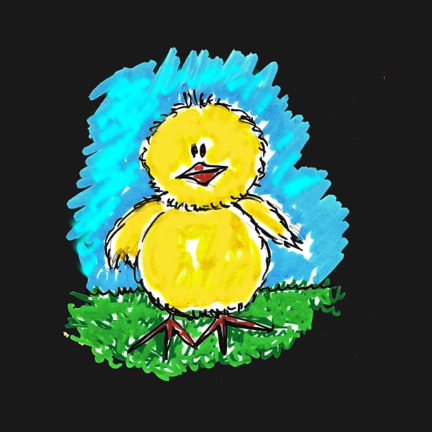 Funny and naughty chick, start the day doing his adventures by Marisa-ArtShop