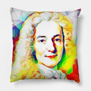 Voltaire Colourful Portrait | Voltaire Artwork 11 Pillow