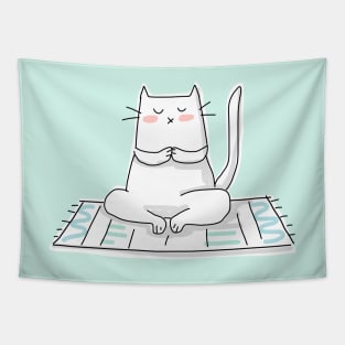 Zen Cat Doing Yoga Tapestry