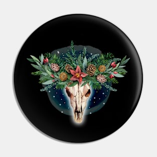 Holiday Deer Skull Pin