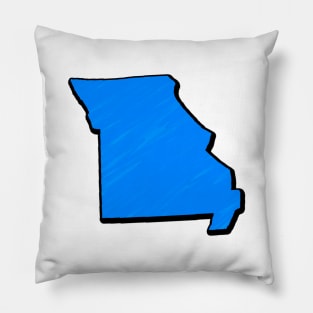 Bright Blue Missouri Outline Pillow