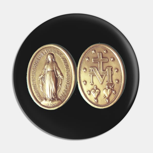 Our Lady of Grace Virgin Mary Miraculous Medal Prayer Pin by hispanicworld