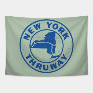 New York State Thruway Vintage 1960 Logo Blue Transparent Distressed Tapestry