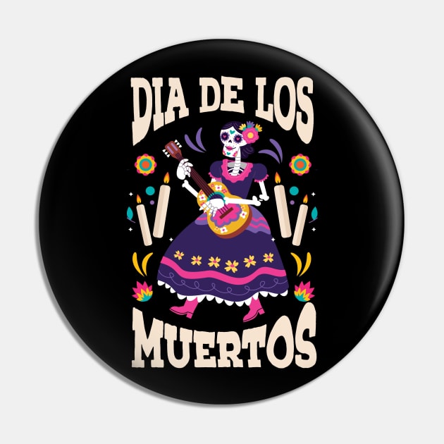 Dia De Los Muertos - Skull Pin by Bunder Score