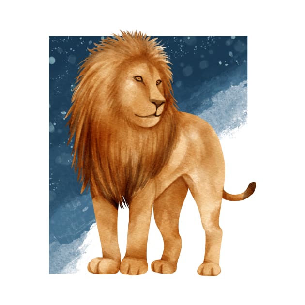 Watercolor Lion looking by ProWaterShop