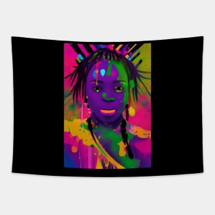 Happy Kwanzaa And Cool African American Woman Female Drawing Tapestry