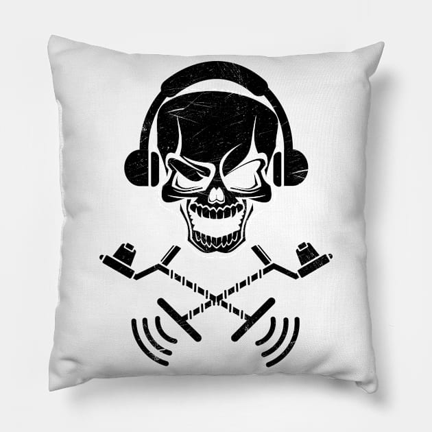 Metal Detector Skull Detectoring Pillow by Foxxy Merch