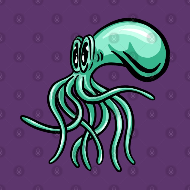 Cute Cartoon Octopus Squid Green by Squeeb Creative