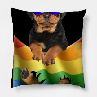 Rottweiler In Pocket LGBT Pride Flag For Dog Lovers Pillow