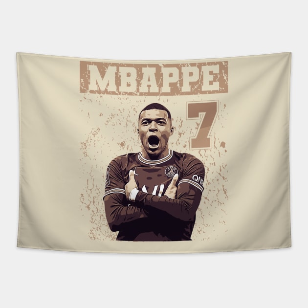 Mbappe 7 | Brown vintage Tapestry by Aloenalone