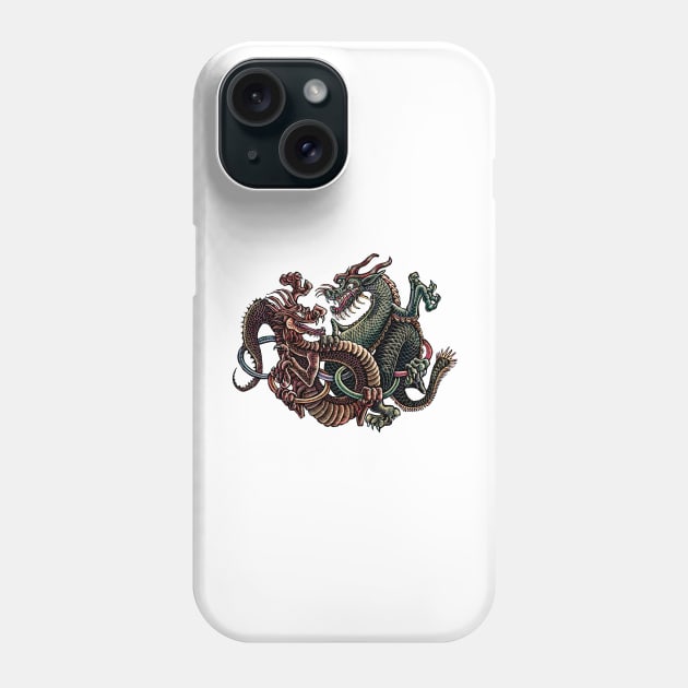 Dragons Fighting in Rings Phone Case by Lisa Haney