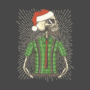 Happy Seasons - Hipster Santa Claus Skeleton T-Shirt