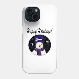 Blue Snowman Happy Holidays Phone Case