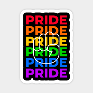 Gay Pride LGBTQ Rainbow Typography Raised Fist Magnet