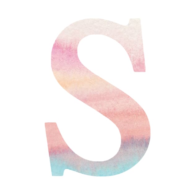 The Letter S Rainbow Watercolor Design by Claireandrewss