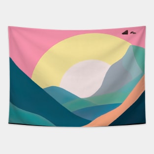 Forest Mountains Sunset Tapestry