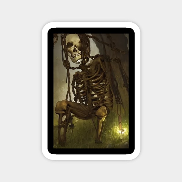 Skeleton Suffering Magnet by skeleton sitting chained