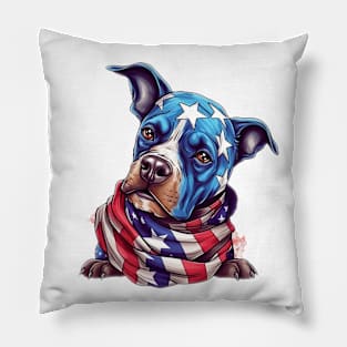 Patriotic Dog, 4th of July Design Pillow