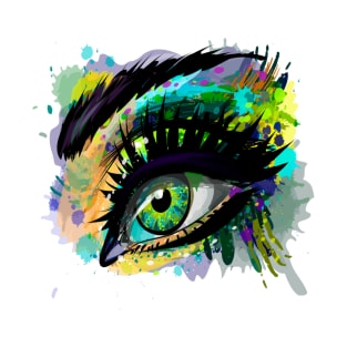 Abstract Beautiful Female Eye From a Splash of Watercolor, Hand Drawn sketch T-Shirt
