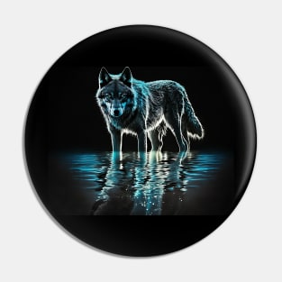 Ice Wolf at Night Pin