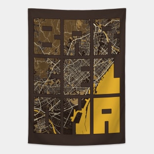 Barcelona, Spain City Map Typography - Pastel Tapestry