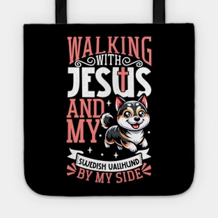 Jesus and dog - Swedish Vallhund Tote