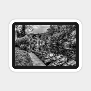 knaresborough Viaduct And River Nidd Black And White Magnet